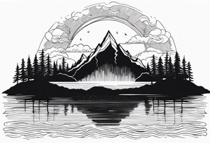 A lake without any forest 
with an small island in the middle tattoo idea