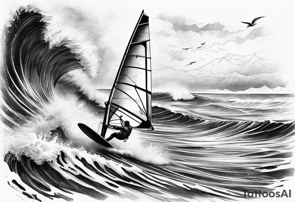 Windsurfer im Meer tattoo idea