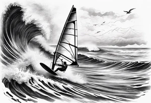 Windsurfer im Meer tattoo idea