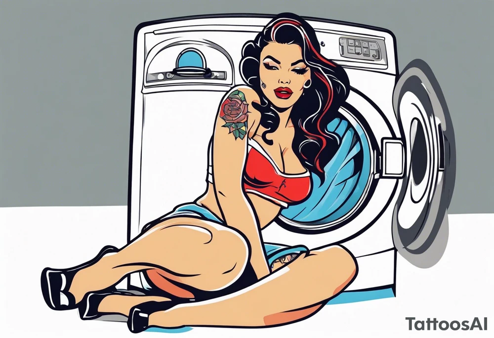 pinup laundry machine tattoo idea