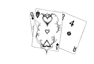 (Queen of hearts, 2 of hearts and 4 of hearts) playing cards tattoo idea