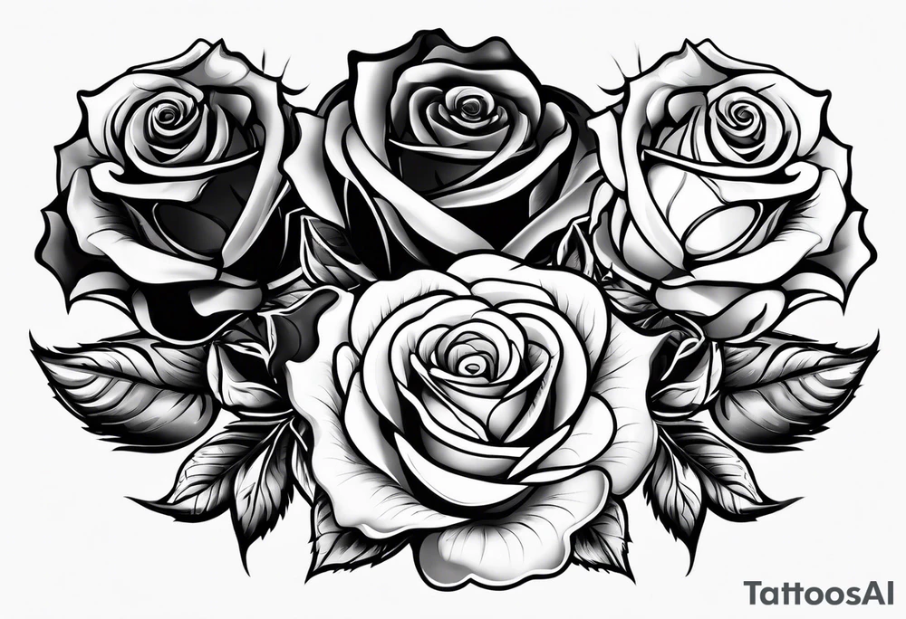 4 roses with a banner tattoo idea