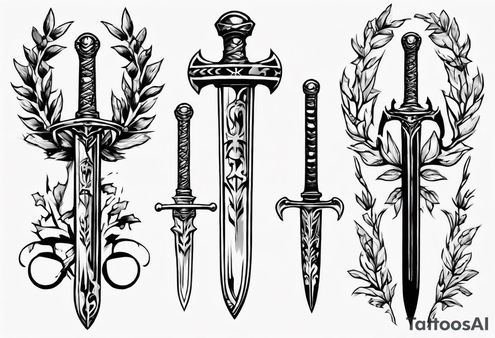 A sword through the number 13 centered in a laurel leaf wreath tattoo idea A sword through the number 13 centered in a laurel leaf wreath tattoo idea