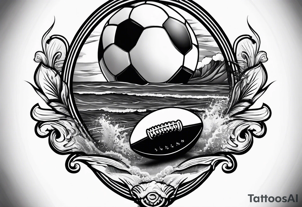 beach and football tattoo idea