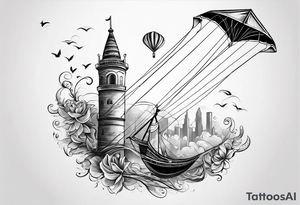 Go Fly A Kite spelled out in string tattoo idea