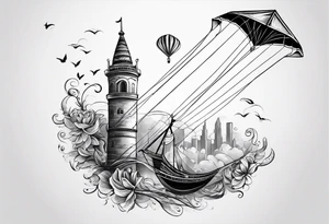 Go Fly A Kite spelled out in string tattoo idea