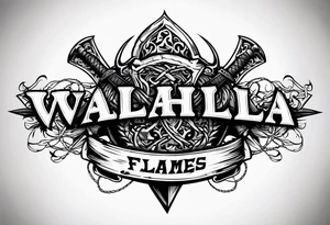 Valhalla flames sword shield barb wire tattoo idea