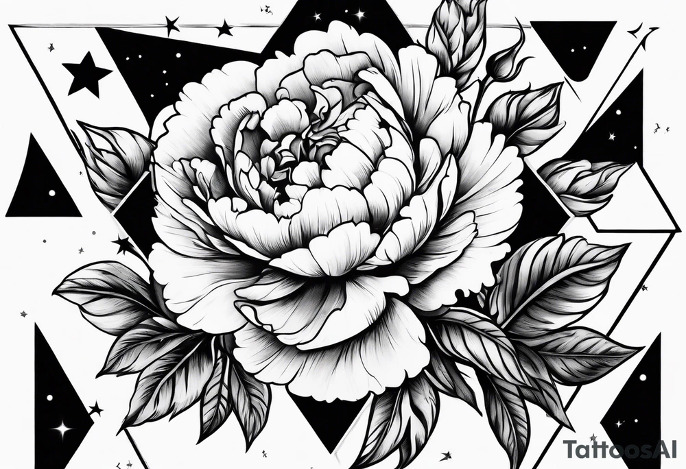 Peonies roses celestial shapes triangle tattoo idea Peonies roses celestial shapes triangle tattoo idea