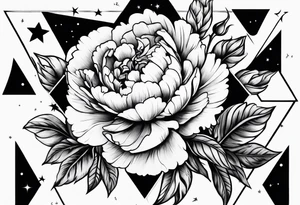 Peonies roses celestial shapes triangle tattoo idea