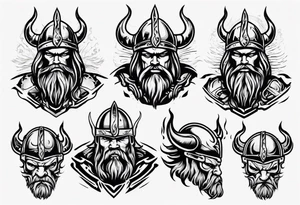 A viking riding face with flames and a motorcycle tattoo idea