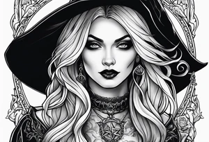 Gothic witch portrait tattoo idea