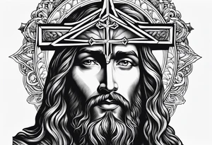 jesus olhando pra cima na cruz tattoo idea