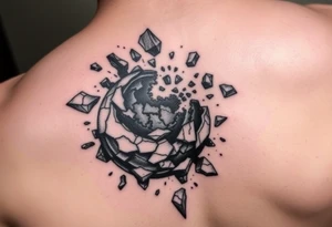 A shattered earth some pieces are crumbling off the Earth tattoo idea