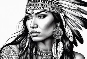 Native American woman, half sleeve tattoo idea