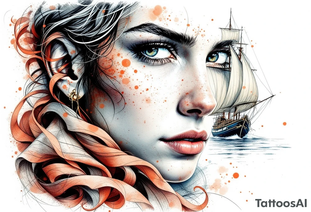 sailing boat at achor tattoo idea