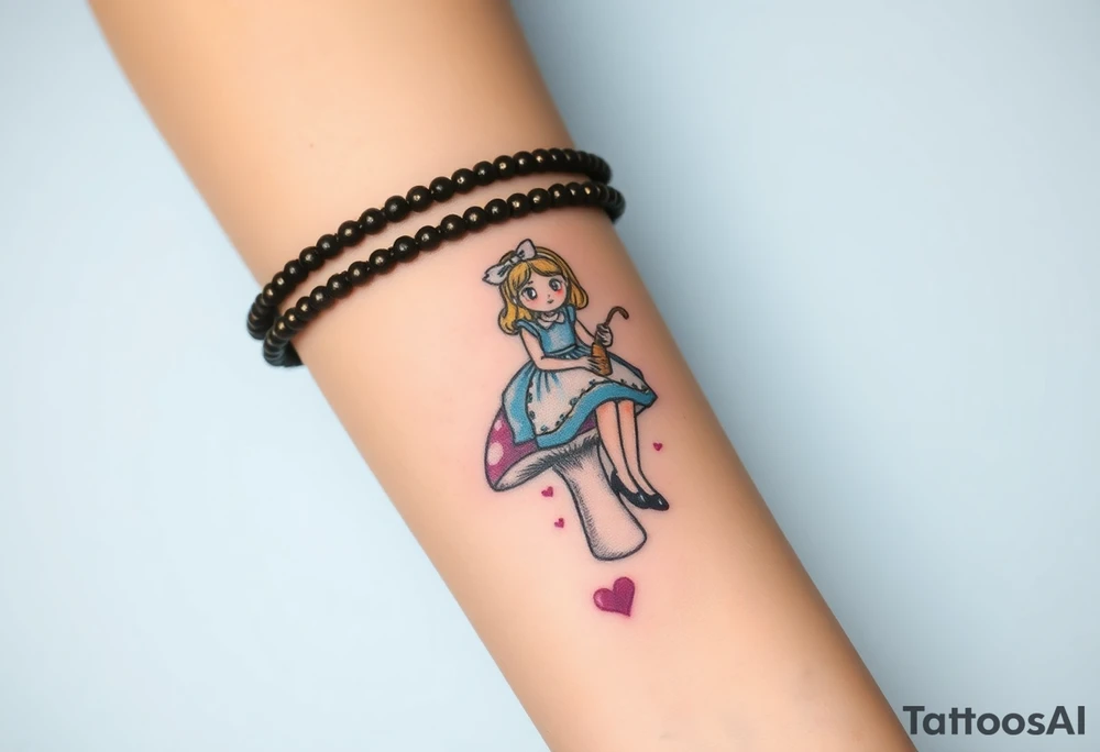 Alice in wonderland sitting on the mushroom with the hookah tattoo idea