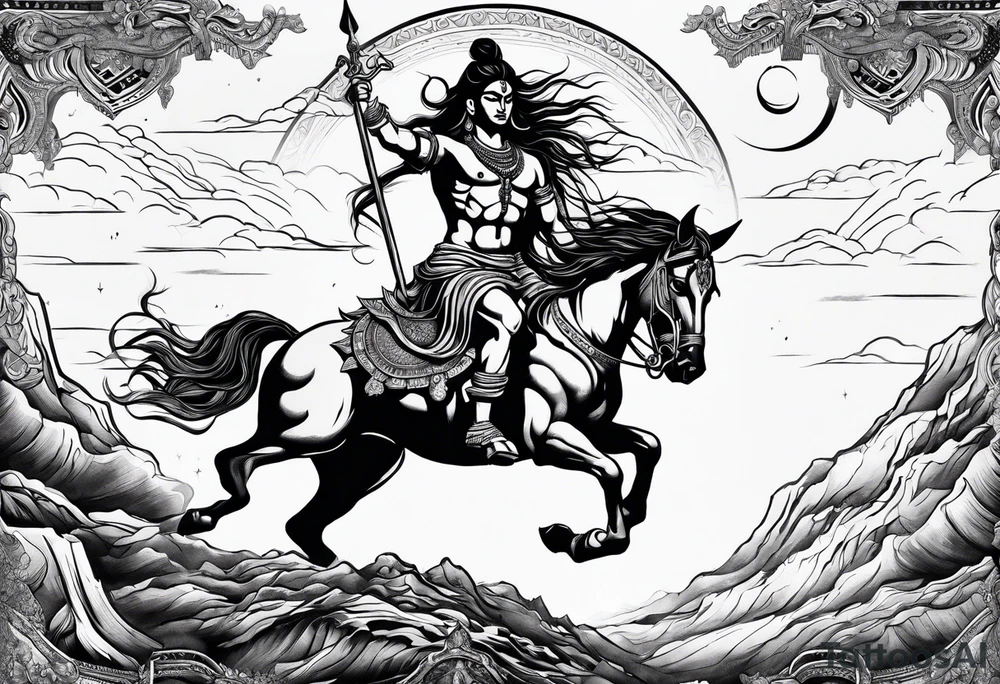 Lord shiva riding a horse angry tattoo idea
