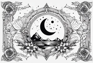 elegant line 
dainty 
spiritual 
moon 
sun 
arrow
spine
narrow tattoo idea