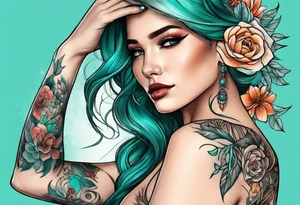 The name Drew with teal tattoo idea