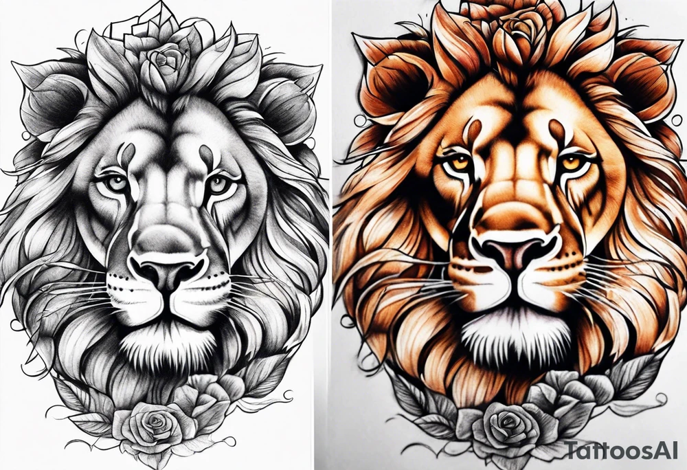 a lion rose and Big Ben hand tattoo tattoo idea