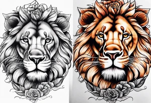 a lion rose and Big Ben hand tattoo tattoo idea