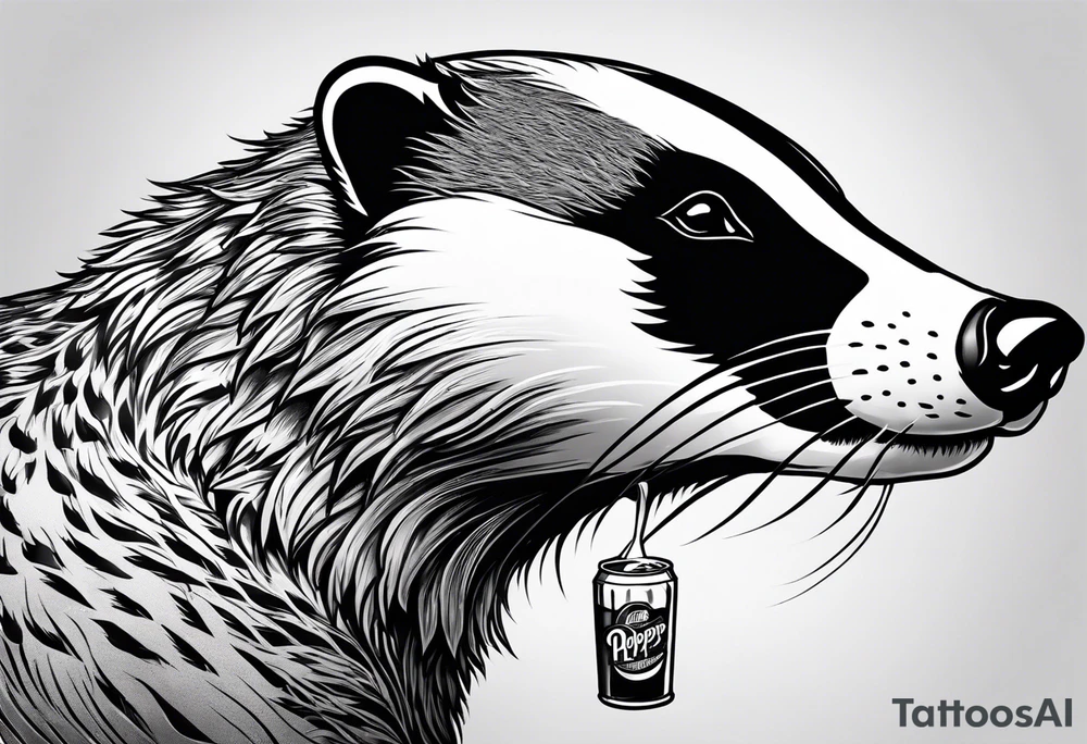 badger with mouth open with Dr Pepper can tattoo idea badger with mouth open with Dr Pepper can tattoo idea