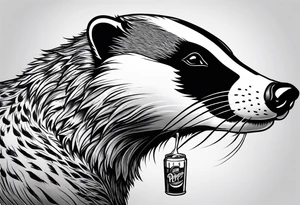 badger with mouth open with Dr Pepper can tattoo idea