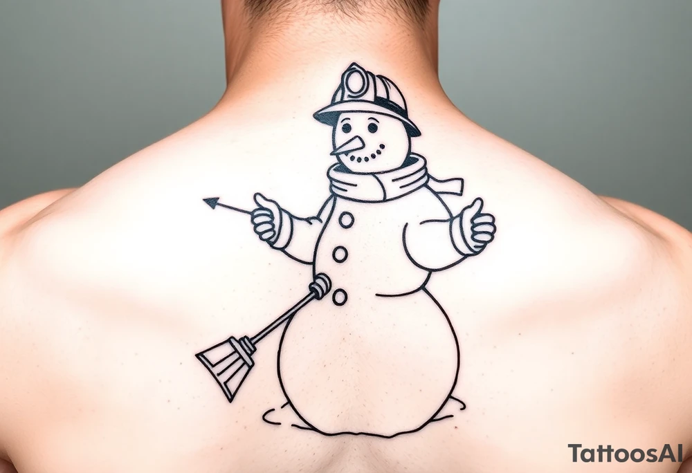 Firefighting snowman tattoo idea