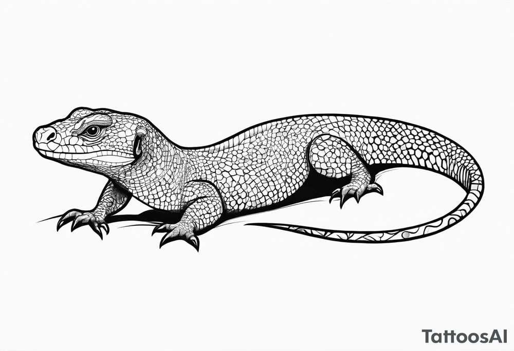 Aboriginal style goanna lying down tattoo idea