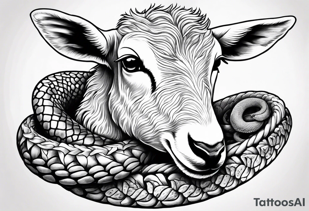 Tattoo of lamb eating a snake tattoo idea