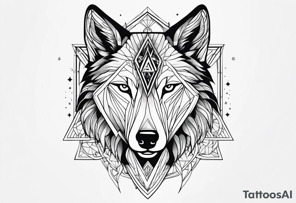 Futuristic design for Virgo zodiac sign and wolves tattoo idea