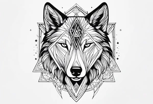 Futuristic design for Virgo zodiac sign and wolves tattoo idea