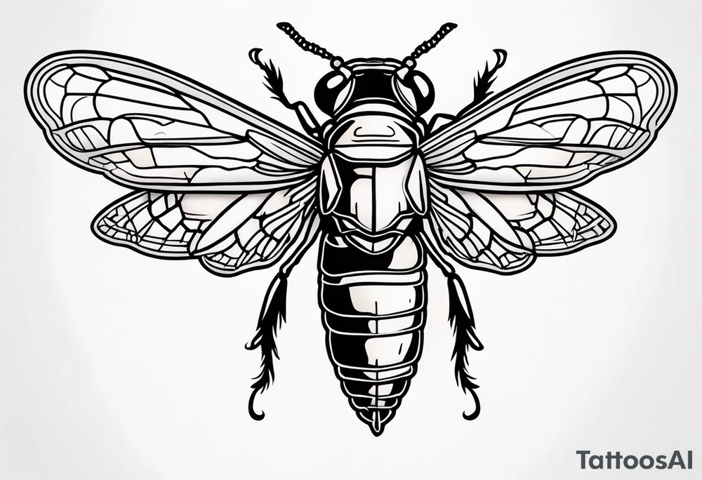 Neo traditional cicada tattoo idea