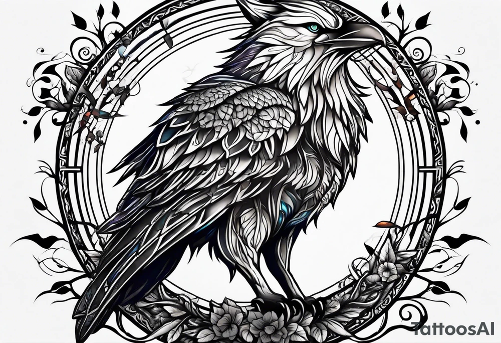 wolf raven and tree of life tattoo idea