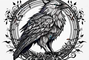 wolf raven and tree of life tattoo idea