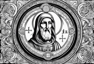 Make a St. Benedict medal tattoo design for the left side of my stomach tattoo idea