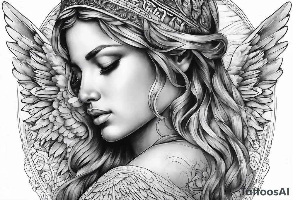 Angel with prayer hands tattoo idea