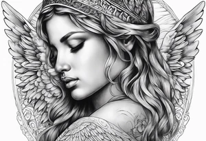 Angel with prayer hands tattoo idea