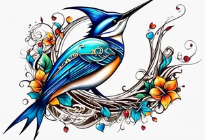Marlin, musical notes, peace tattoo idea