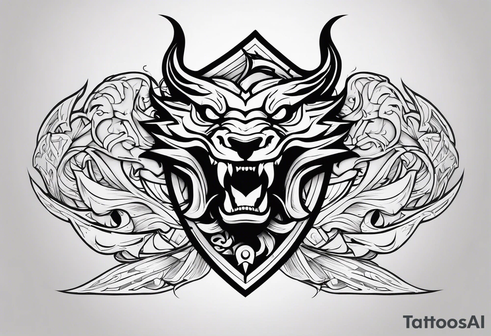 Valhalla sword shield dragon head tattoo idea