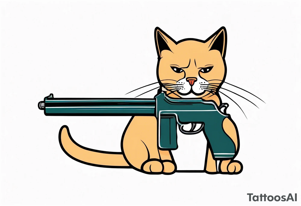 Cat with gun tattoo idea