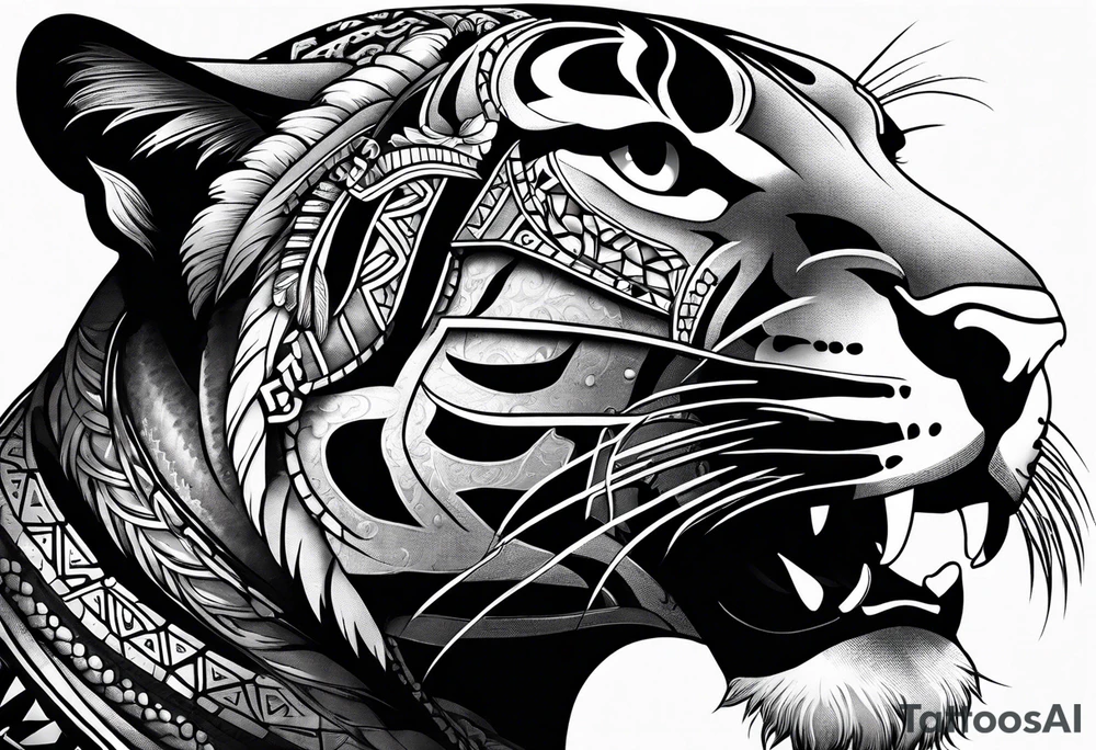 aztec black jaguar with snake tattoo idea