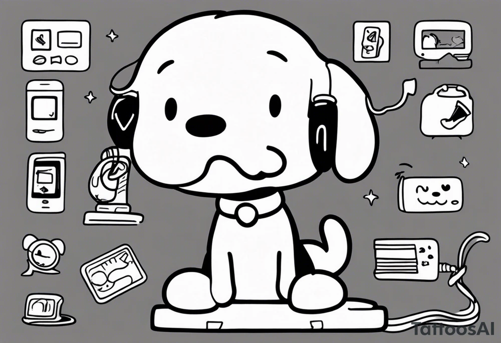 fine line snoopy on the phone tattoo idea