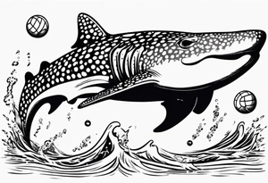 a whale shark playing waterpolo tattoo idea