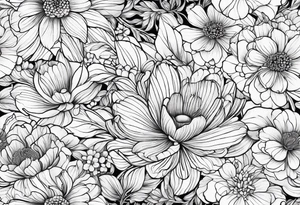 Chery flovers in blue line tattoo idea