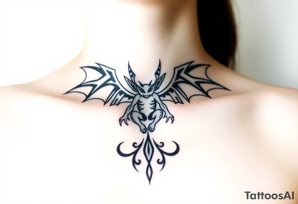Tiny goblin with wings tattoo idea