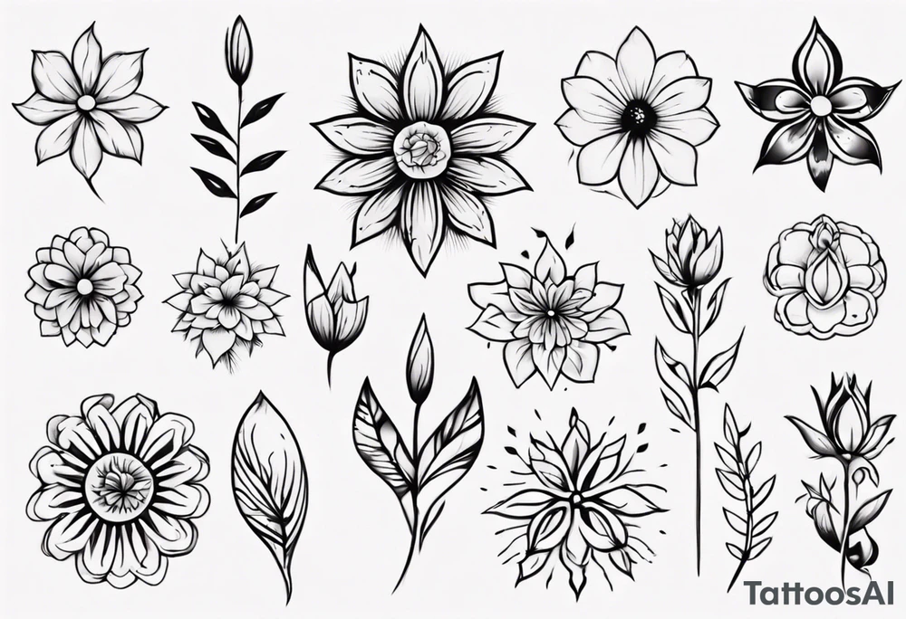 Minimalist Ornemental flower tattoo idea