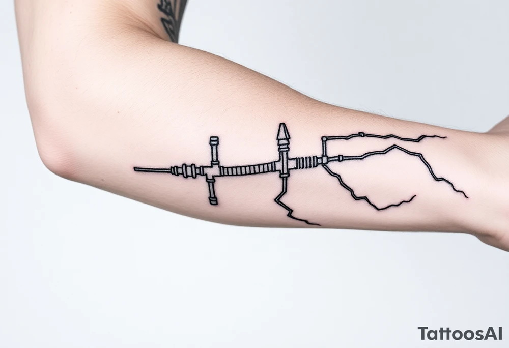 System of pipes that transitions and transforms into veins of forearm tattoo idea
