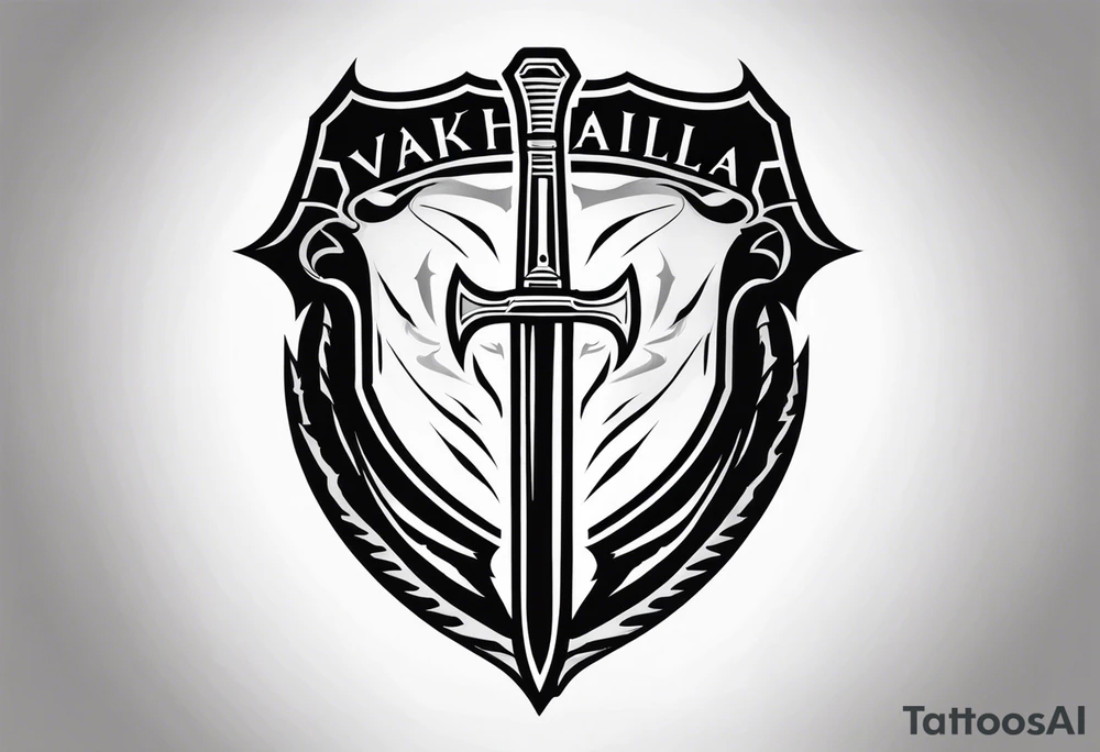 Valhalla sword shield lightning mist tattoo idea