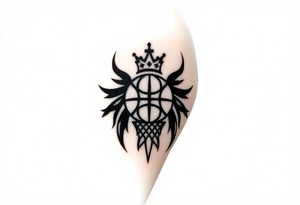 Basketball and basketball hoop with a crown, mor tattoo idea